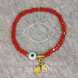 Pulsera Roja Ojo Protector y Medalla San Benito